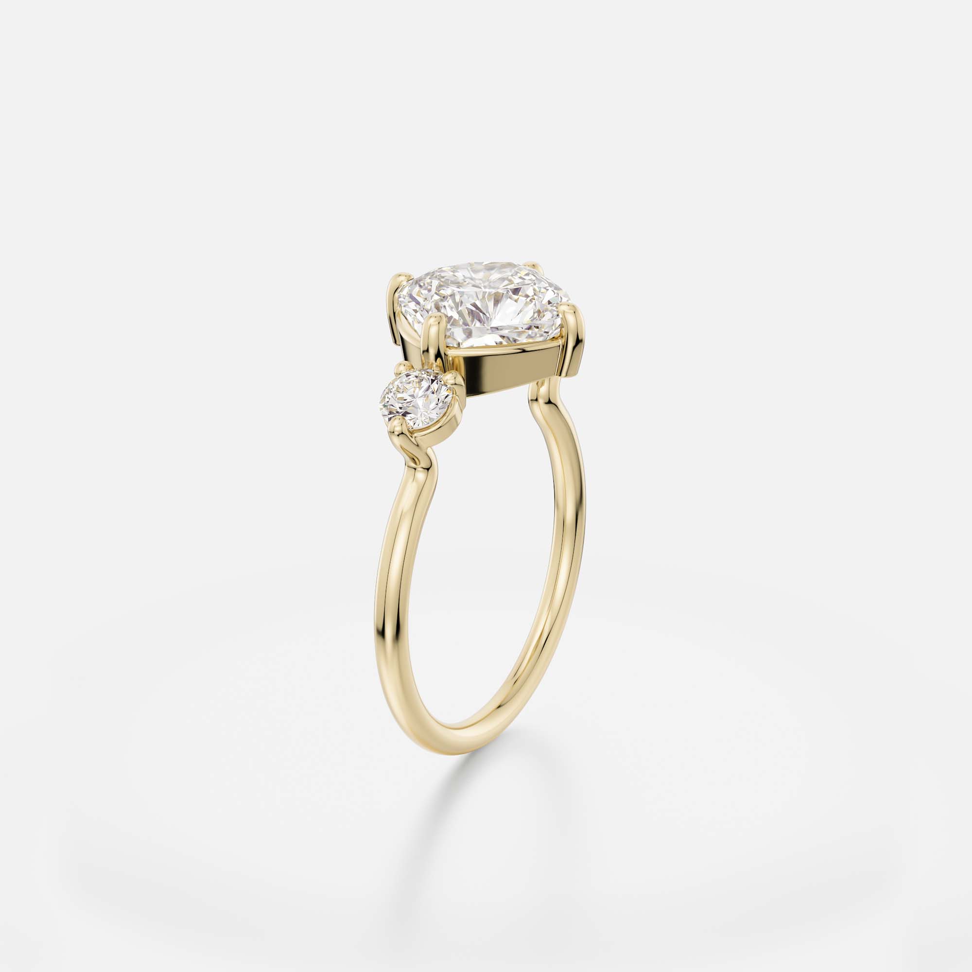 Minimalist Stones on Side Engagement Ring with round and square cushion lab grown natural diamond 14k 18k gold platinum SHW fine jewelry