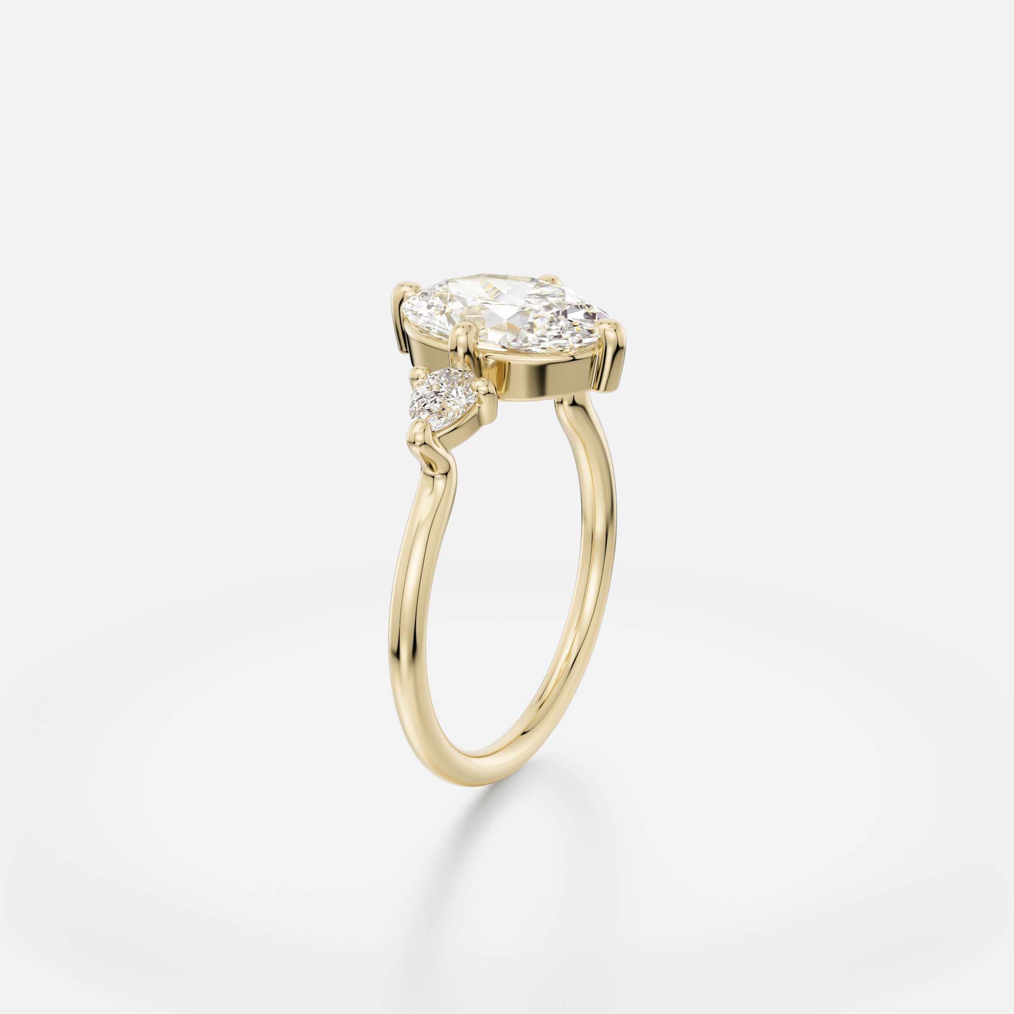 Prong-Set Pear Side Stone Setting Engagement Rings with North South Oval lab-created mined diamond in 14k 18k gold SHW Best Jewelry Stores Manhattan NYC