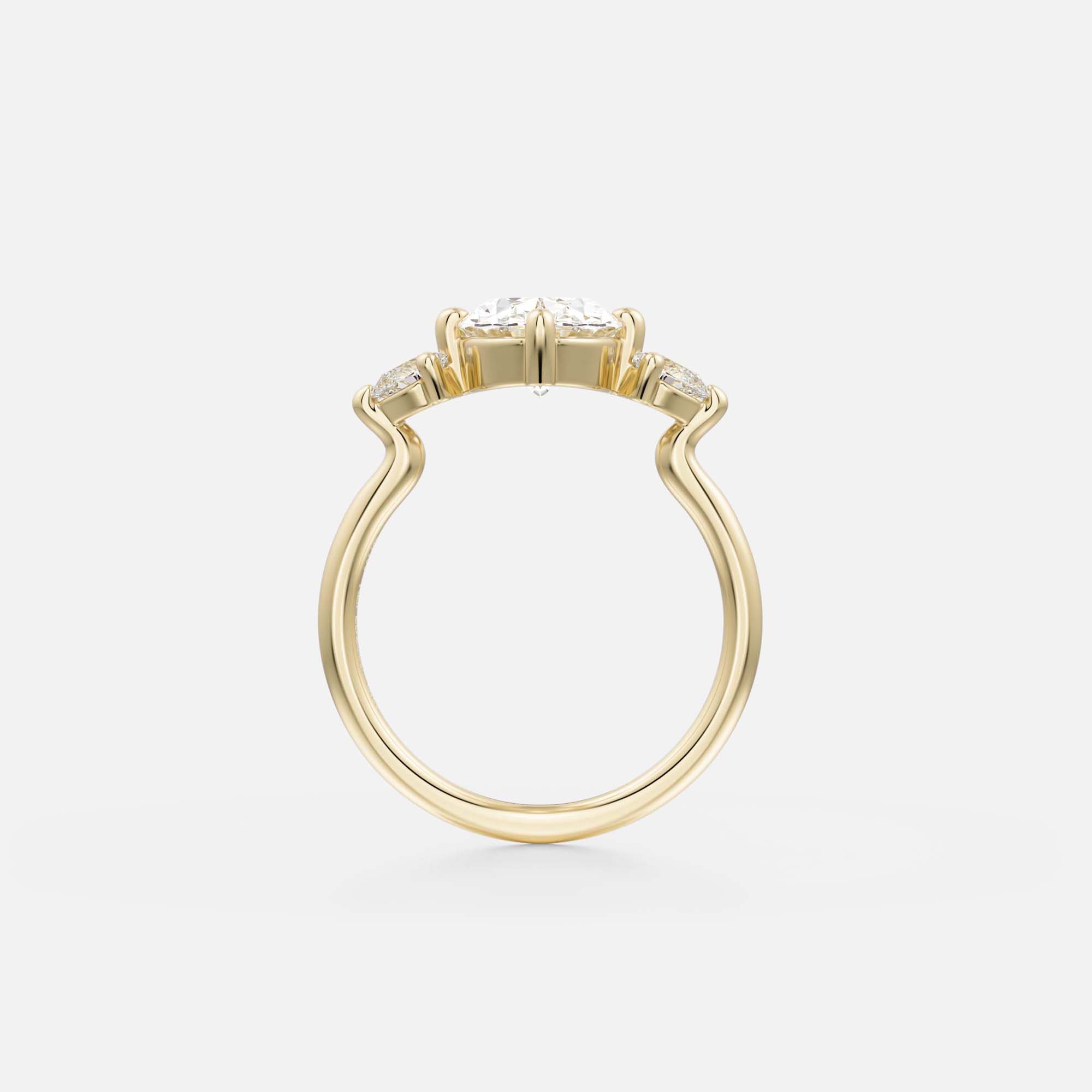 Minimalist 3-Stone Engagement Ring Style with Oval lab-grown natural diamond 14k 18k platinum SHW fine jewelry New York City