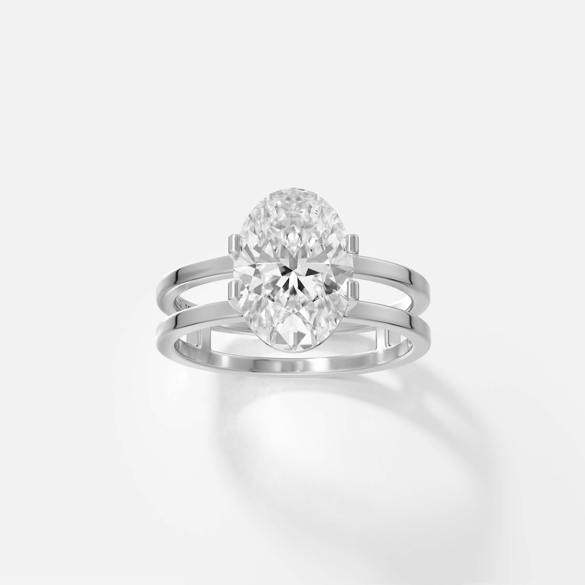 Platinum open double band engagement ring with 2.00 carat oval diamond