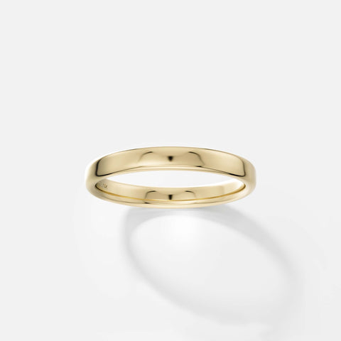 14k yellow gold 3mm flat wedding band with clean modern profile