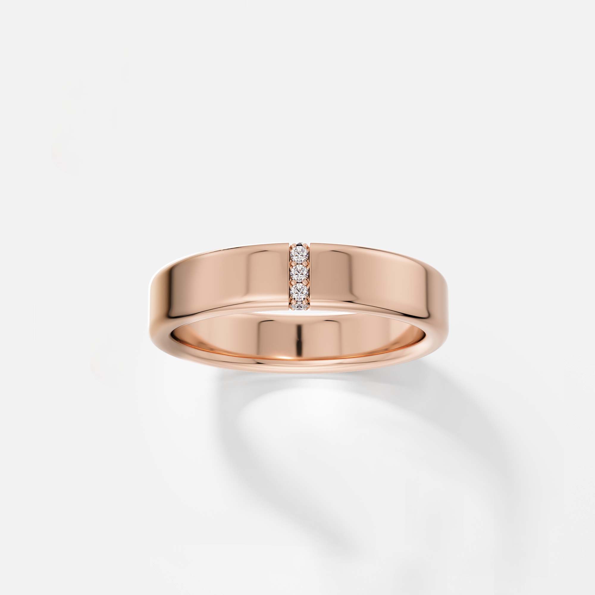 14k rose gold sculptural band with vertical pavé diamonds