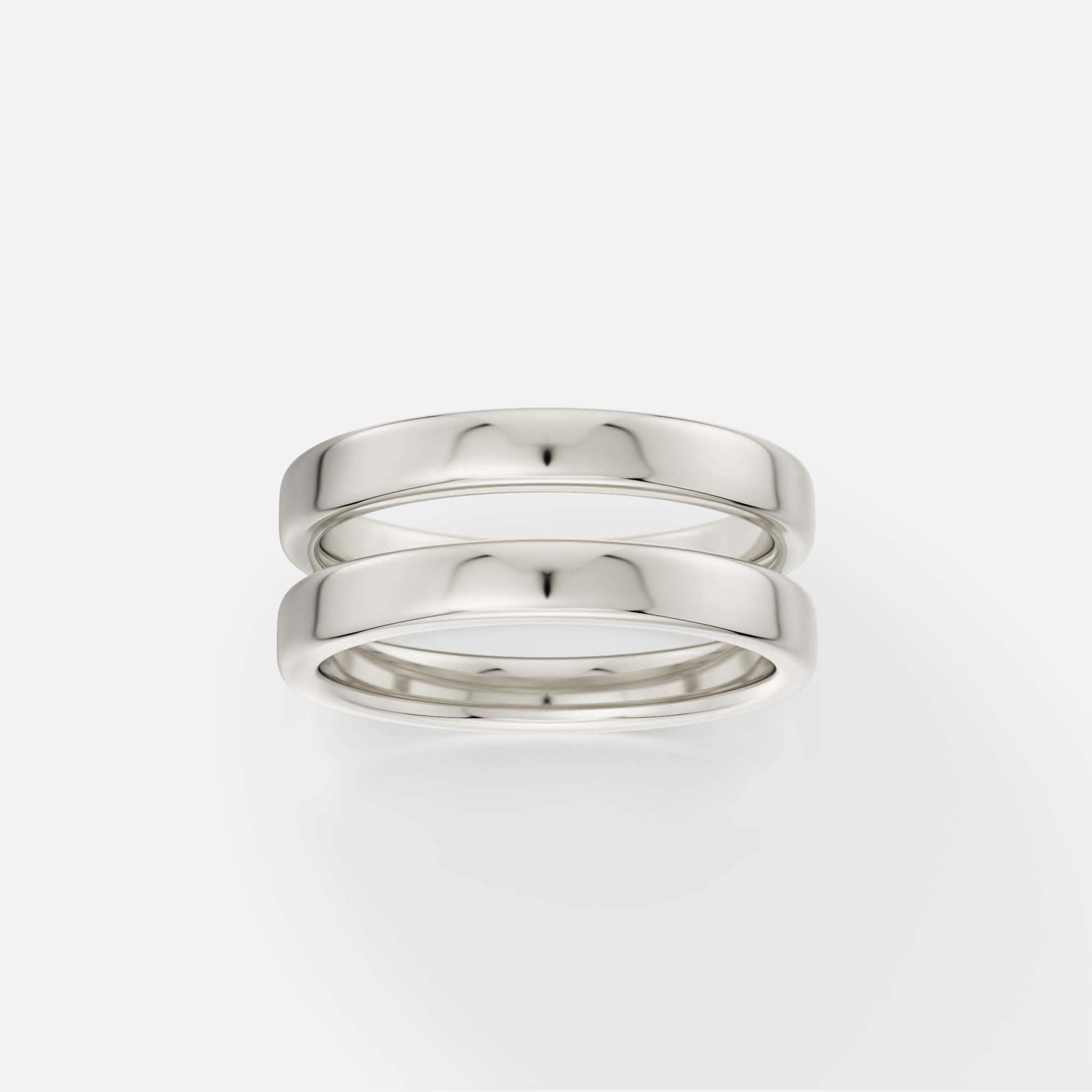 Unique double band ring, clean lines and stacked appearance 14k 18k yellow white rose gold SHW Jewelry Stores nearby NYC NJ