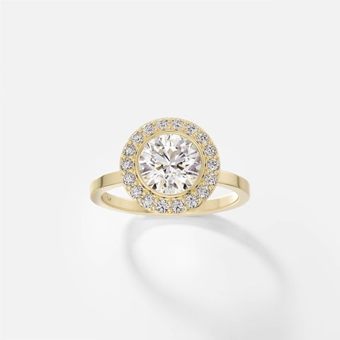 Amazing Halo Engagement Ring with Round Lab-grown Natural Diamond in 14k 18k yellow white rose gold platinum SHW Fine Jewelry Downtown NYC