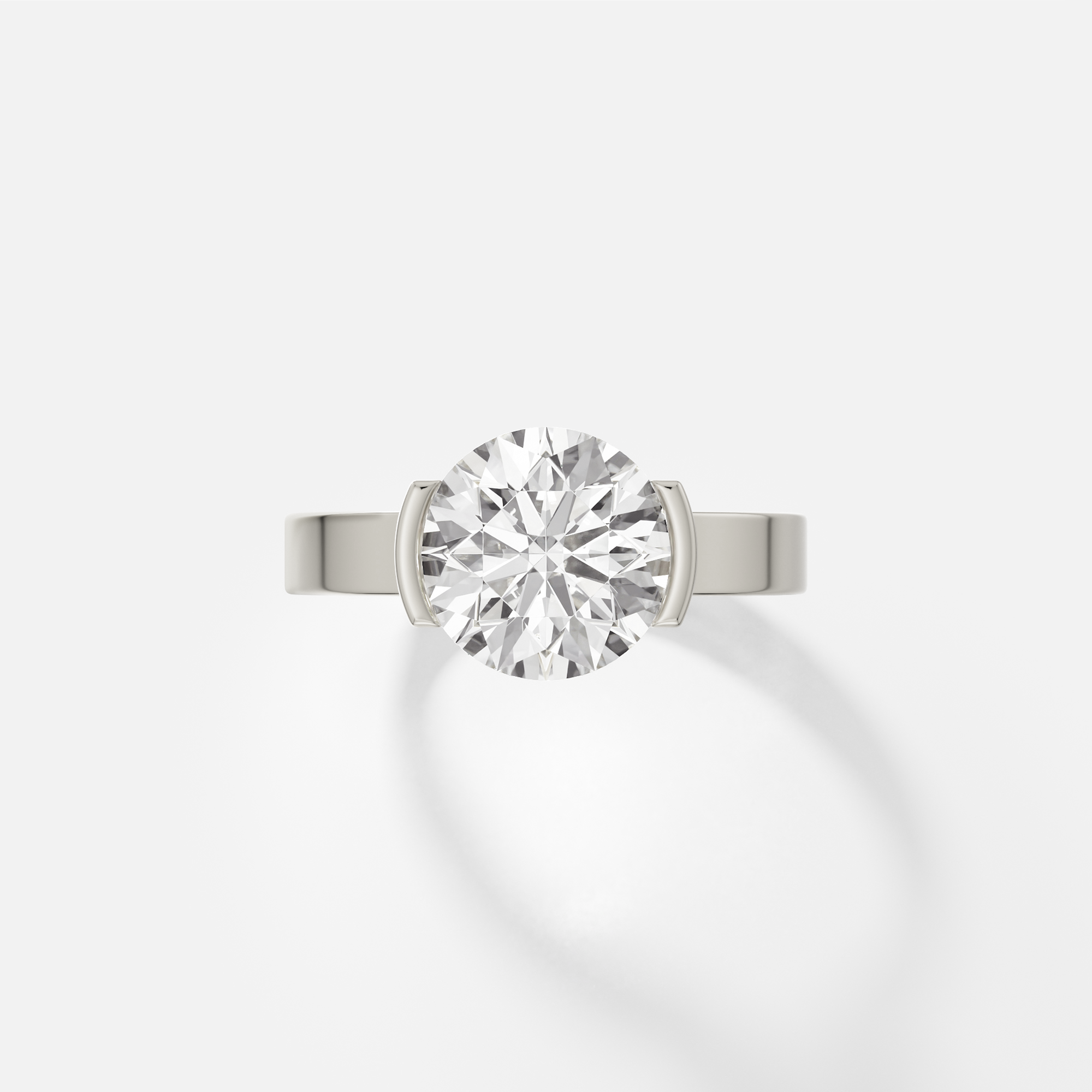 Amazing Semi-bezel Prong Engagement Ring with Round 1 2 3 carat laboratory natural diamond 14k 18k gold platinum SHW best jewelry store NYC