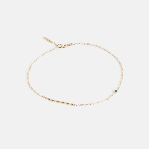 Iki Minimalist Bracelet in 14k Gold set with Emerald By SHW Fine Jewelry NYC