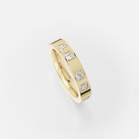 Designer Lisu Ring with 14 karat yellow gold set with diamonds made in NYC by SHW fine Jewelry