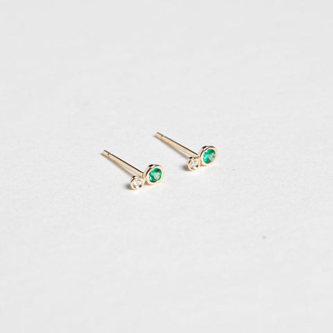 Kiki Alternative Earrings in 14k Gold set with Emeralds by SHW Fine Jewelry New York City