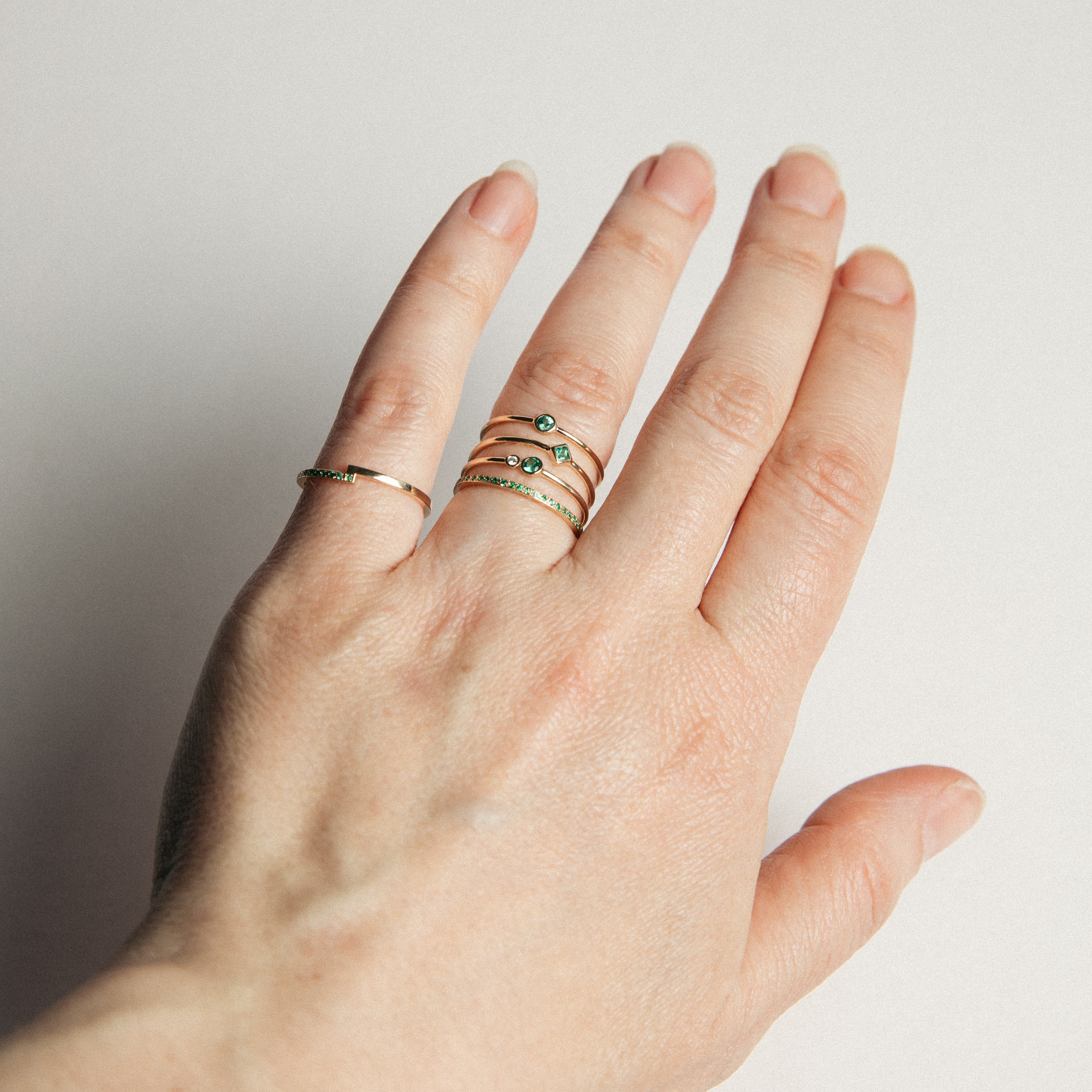 Large Kaya Unisex Ring in 14k Gold set with Emerald by SHW Fine Jewelry