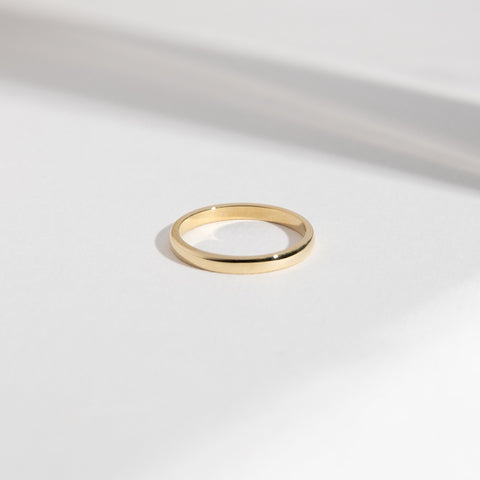 Simple Womens Domed Wedding Band with Custom Engraving in solid 14k yellow white rose gold by SHW cool fine jewelry store in NYC nearby