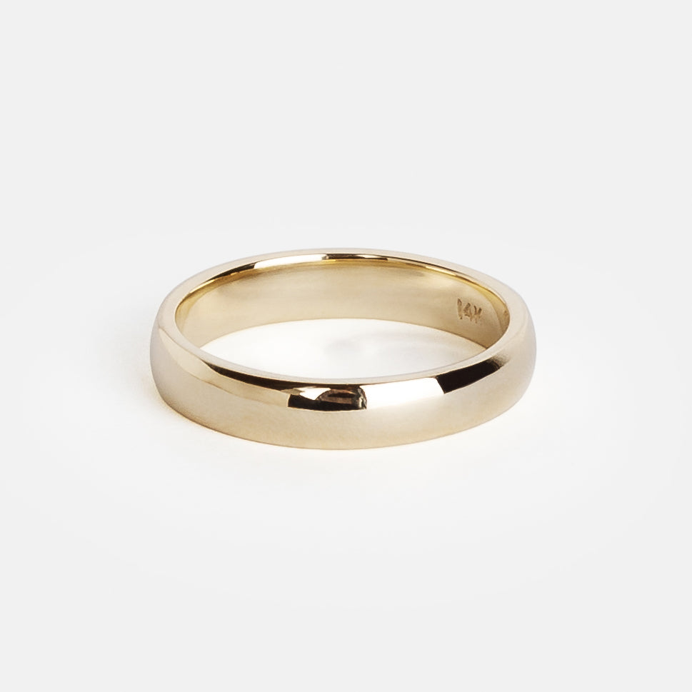 Classic Mens Wedding Ring with Domed Profile in solid 14 karat yellow white rose gold by SHW famous fine jewelry store in Downtown NYC