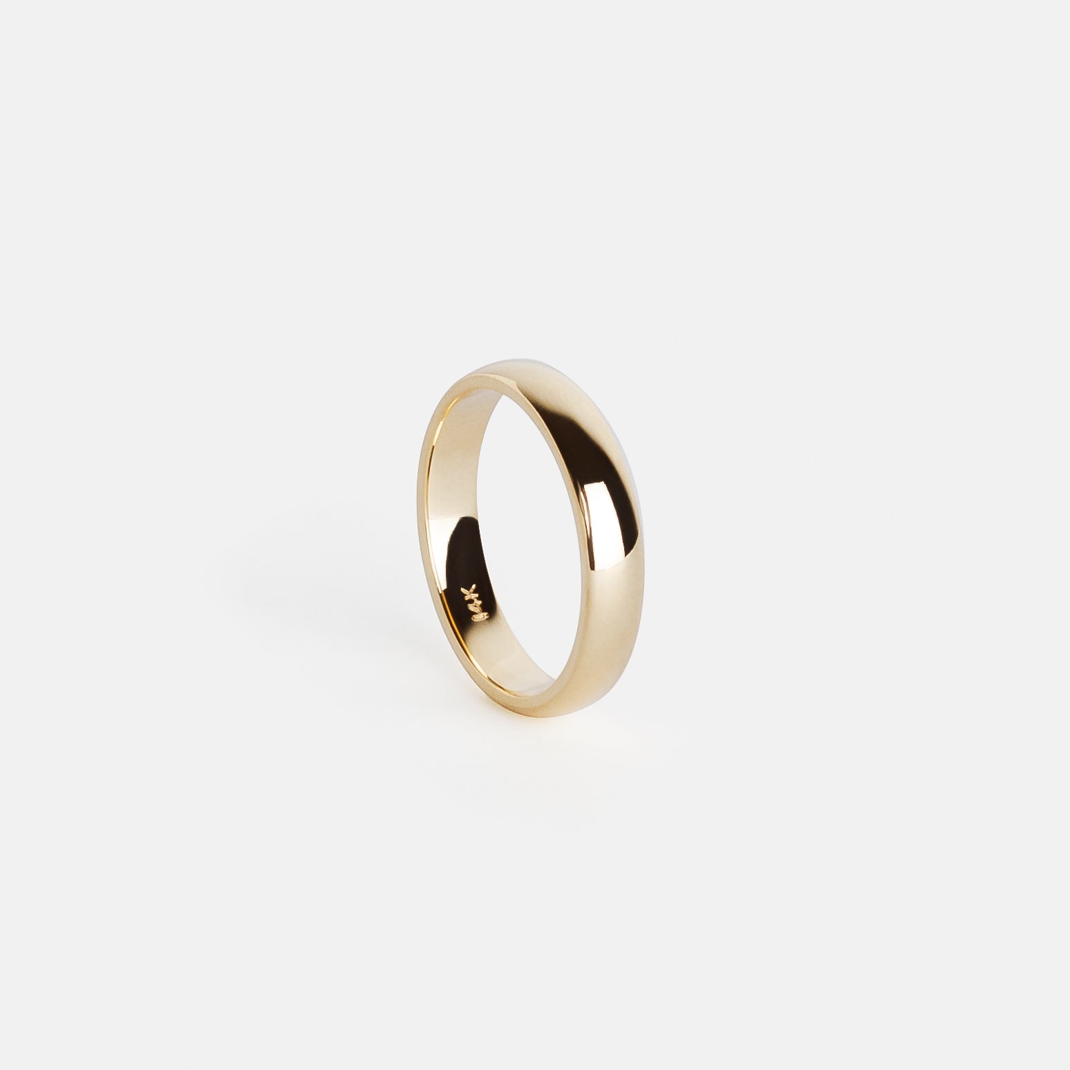 Traditional 4mm wide Wedding Band with Domed Profile in solid 14k yellow white rose gold by SHW best fine jewelry shop in NYC closeby