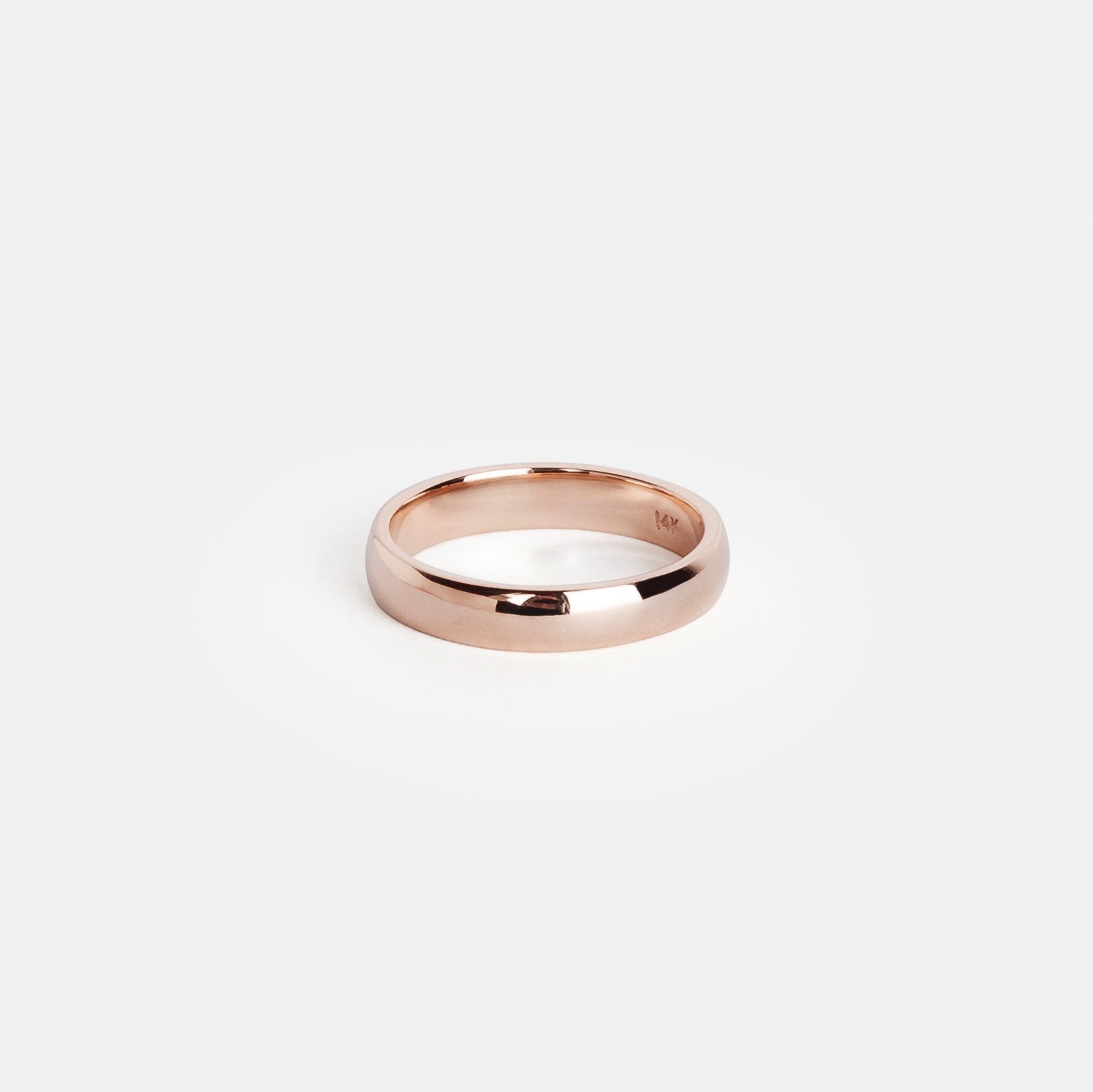 Minimal Design Domed Customizable Wedding Ring for Men in solid 14k yellow white rose gold by SHW best fine jewelry store in NYC near me