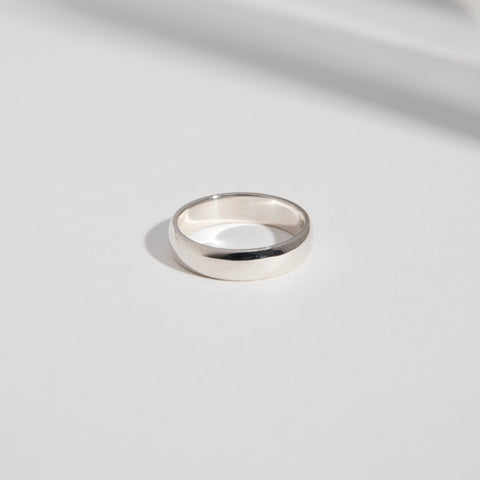 Classic Mens Wedding Ring with Domed Profile in solid 14 karat yellow white or rose gold by SHW famous fine jewelry store in Downtown NYC