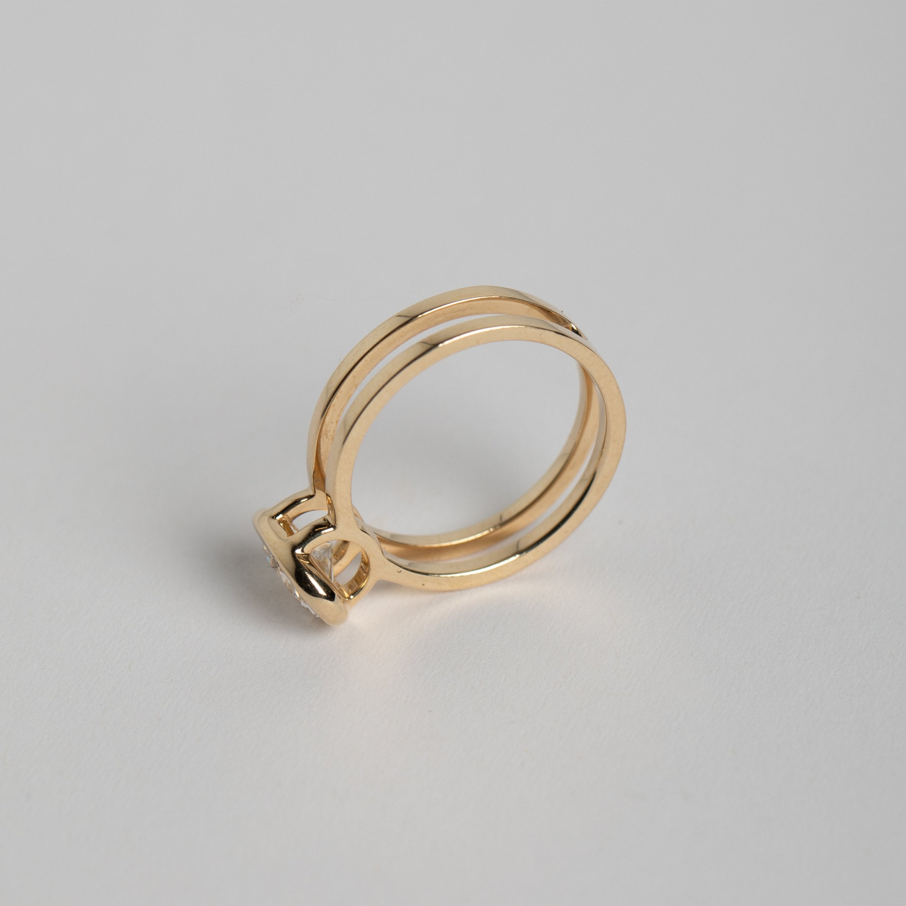 Cool Bezel Double-band Bezel Engagement Ring with 1 ct oval lab made diamond in 14 karat gold by SHW famous fine jewelry stores in NYC