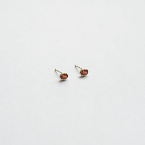 Ana Minimalist Earrings 14k Yellow Gold Set With Garnet By SHW Fine Jewelry NYC