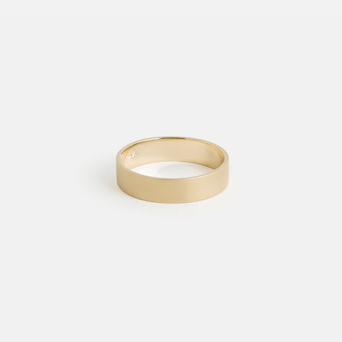 14k yellow gold 5mm flat wedding band with sandblasted matte finish