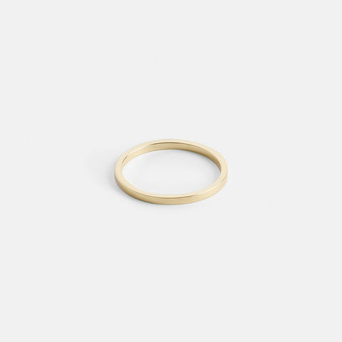 14k yellow gold thin flat wedding band with clean edges