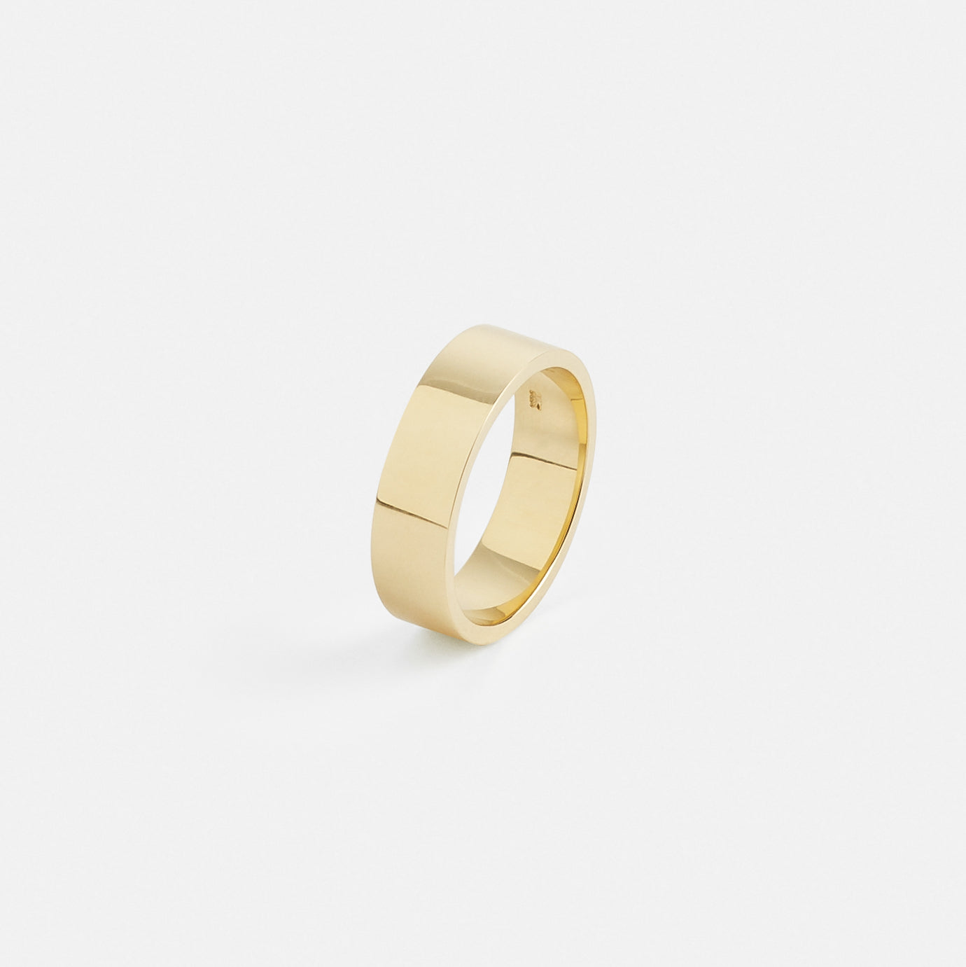 Minimal Sculptural Flat Engagement Band for Women and Men in 14k, 18k yellow, white, rose gold by SHW famous fine jewelry shop in NYC
