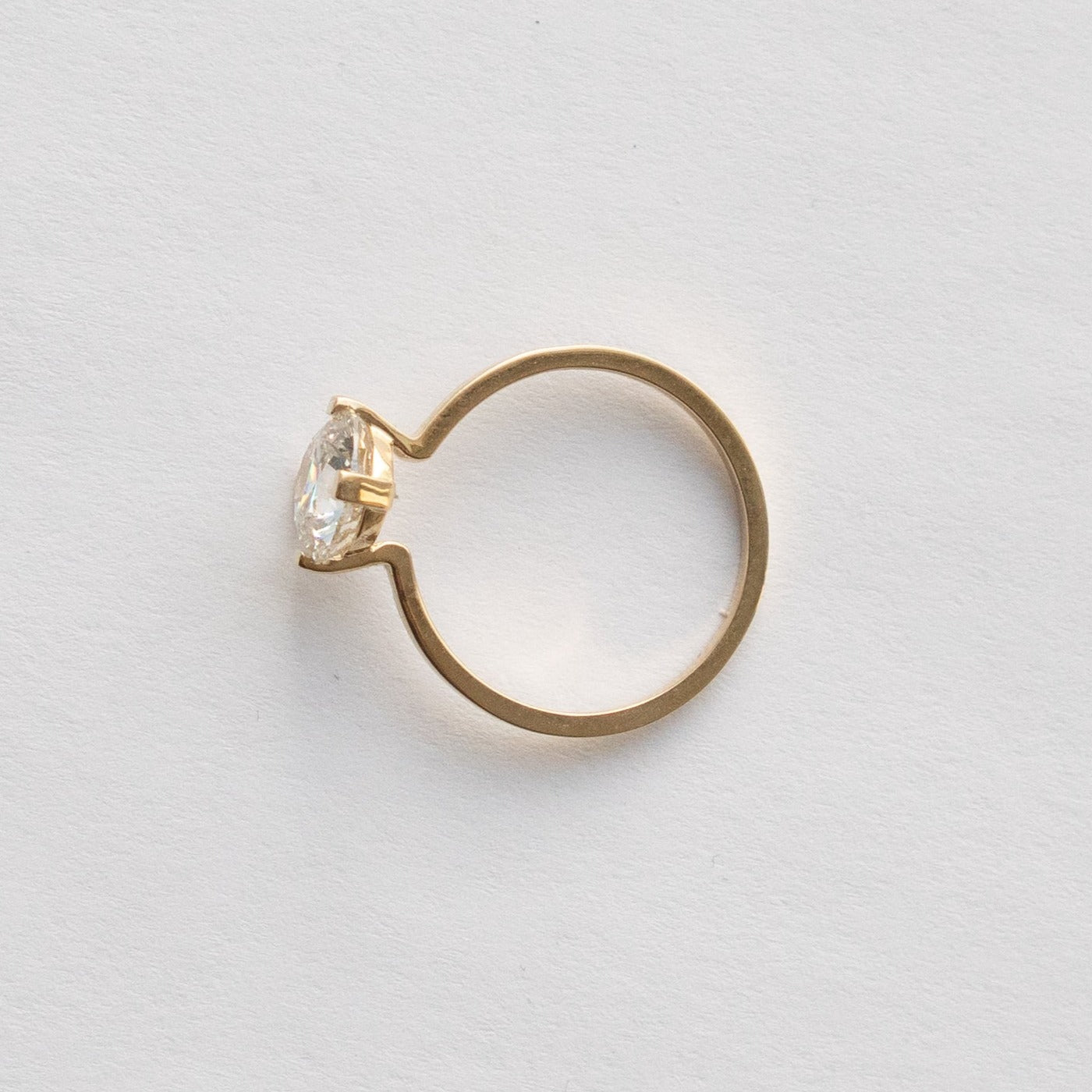 Modern Thinner Stackable Band Engagement Ring with 1 2 carat IGI lab grown diamond in 14k yellow gold by SHW cool fine jewelry store in NYC