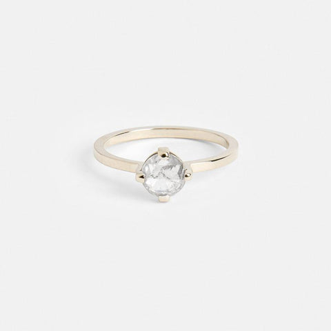 Unique Prong Set Engagement Ring under 1 carat salt and pepper diamond in 14k white gold by SHW best fine jewelry stores in NYC nearby