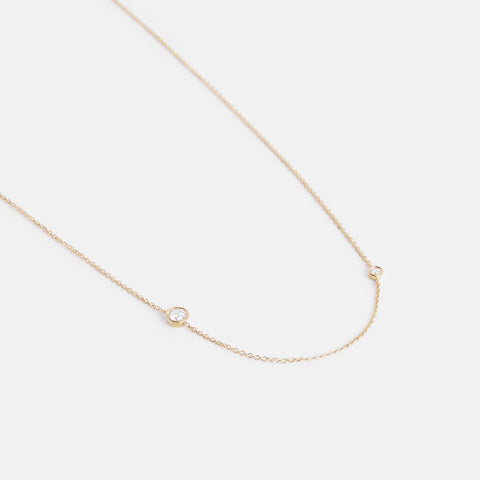 Iba Simple Necklace in 14k Gold set with White Diamonds By SHW Fine Jewelry NYC