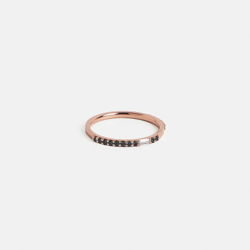 Cool Thinner Womens Wedding Band for Stacking with Asymmetrical rows of natural white diamonds in solid 14k gold by SHW fine jewelry in NYC