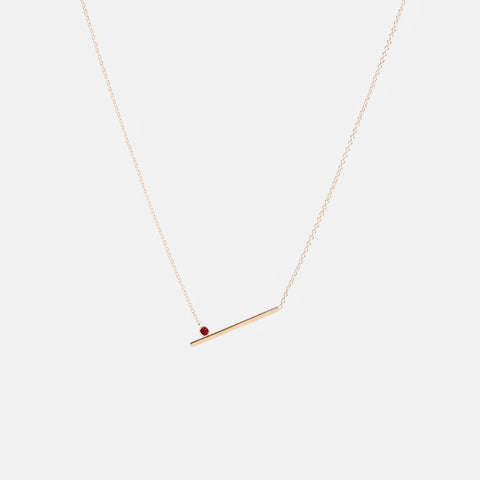 Livi Non-Traditional Necklace in 14k Gold Set with Ruby By SHW Fine Jewelry NYC