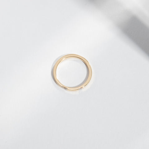 Minimal Thin Womens Engagement Band with Princess and Baguette Cut Diamond in solid 14k yellow gold by SHW famous fine jewelry store in NYC