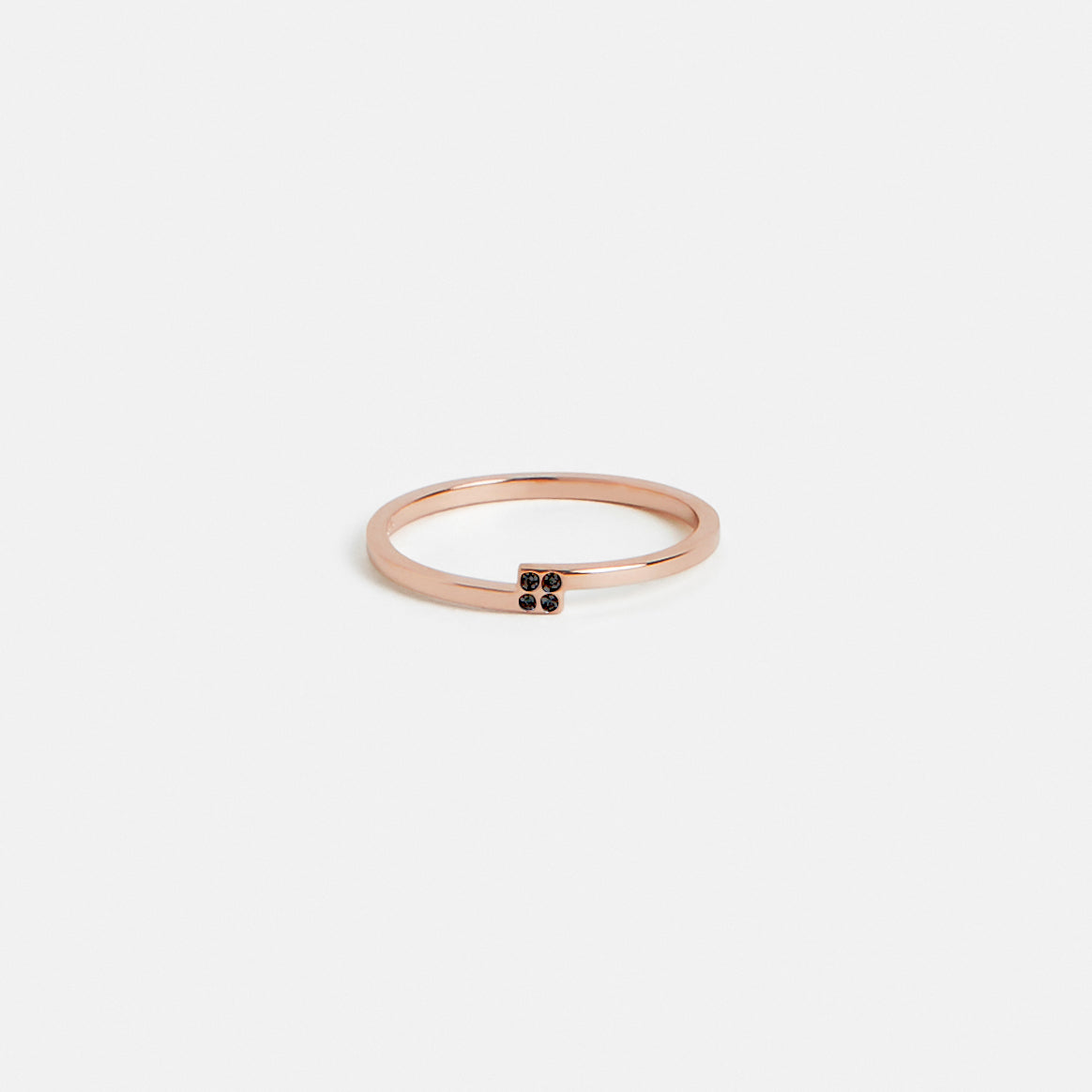 Cool thin wedding band for stacking with two mined diamonds in solid 14k yellow, white, rose gold or sterling silver by SHW best jewelry store NYC