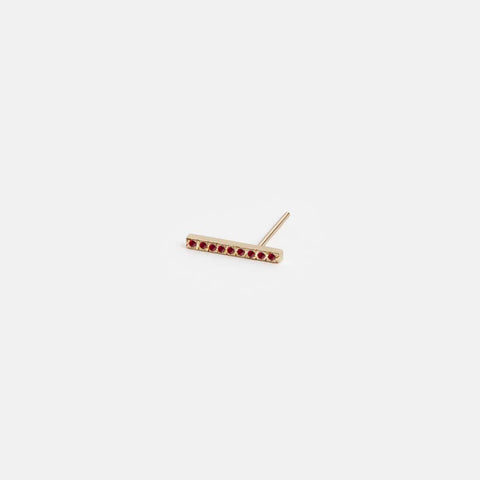 Veva Alternative Bar Stud in 14k Gold set with Rubies By SHW Fine Jewelry NYC