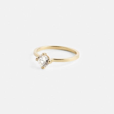 Ema Minimalist Engagement Ring in 14k Gold set with a round brilliant cut 1ct natural diamond By SHW Fine Jewelry NYC