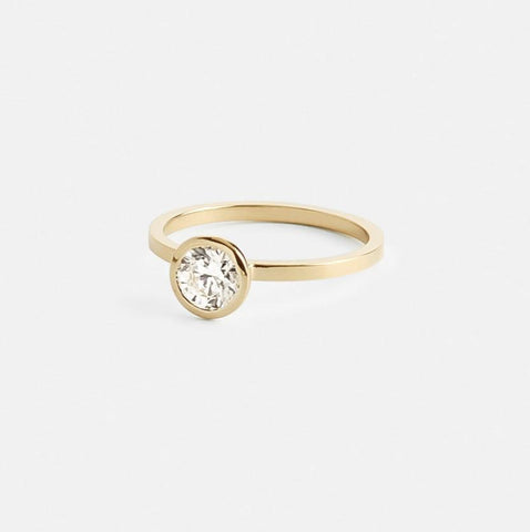 Mana Designer Engagement Ring in 14k Gold set with a 1.01ct round brilliant cut lab-grown diamond By SHW Fine Jewelry NYC