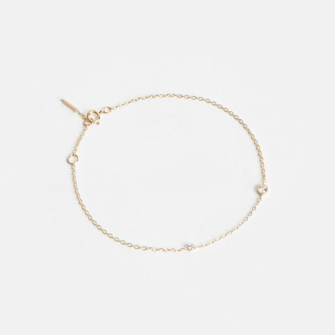 Iba Thin Bracelet in 14k Gold set with White Diamonds By SHW Fine Jewelry NYC