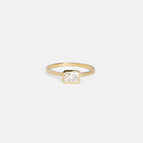 Mudu Designer Ring in 14k Gold set with a 0.6ct radiant cut natural diamond By SHW Fine Jewelry NYC