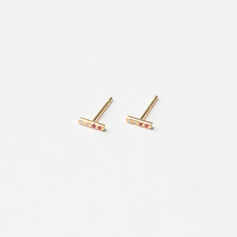 VIvi Unique earrings in 14k Gold set with rubies made in NYC by SHW fine Jewelry