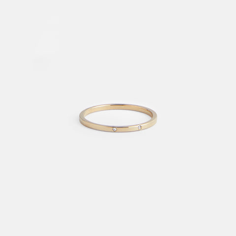 Sarala Minimalist Ring in 14k Gold set with White Diamonds By SHW Fine Jewelry NYC