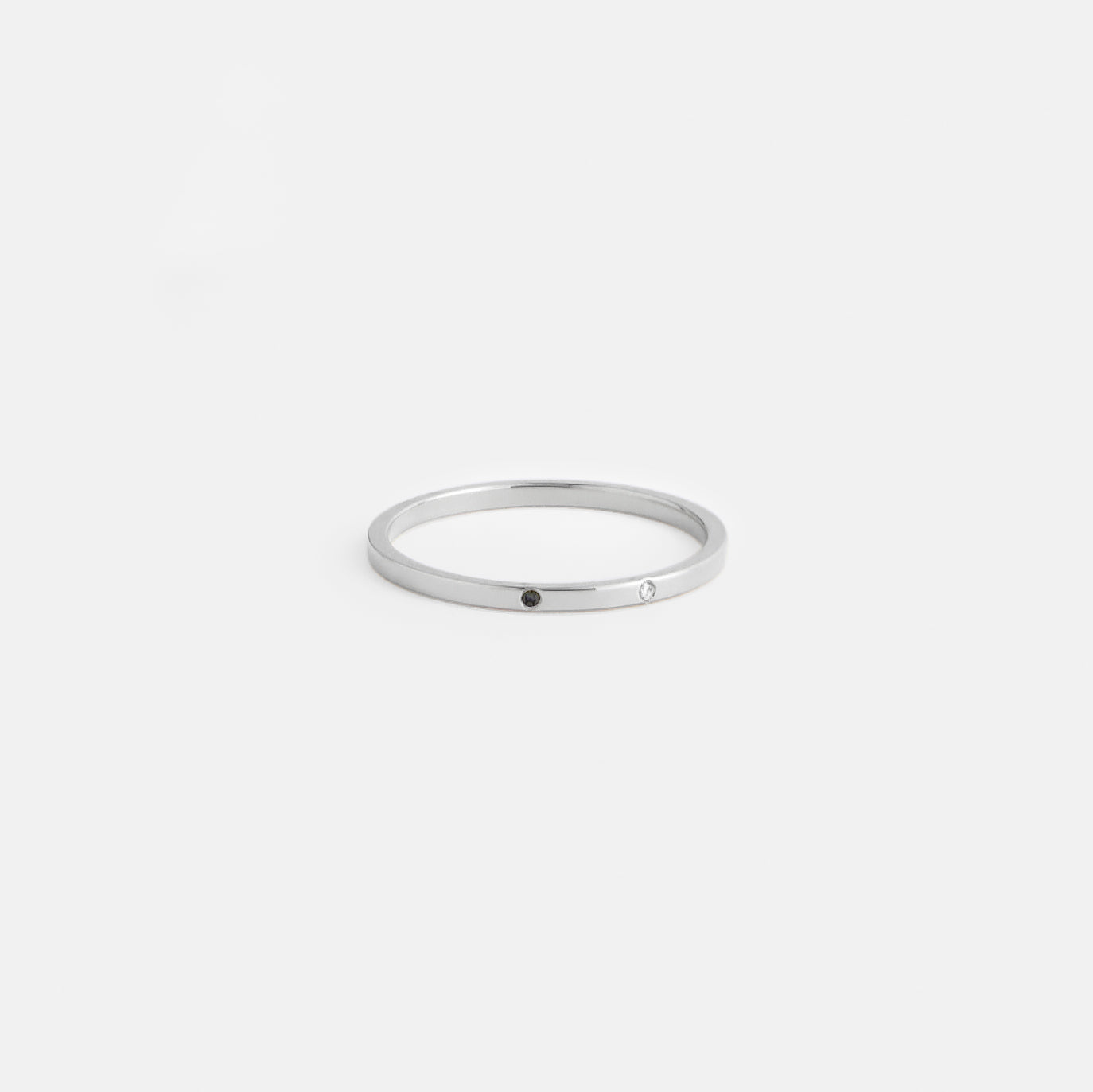 Alternative Statement Ring with 2 small white ethical mined white diamonds in solid 14, 18 karat gold by SHW cool fine jewelry store in NYC