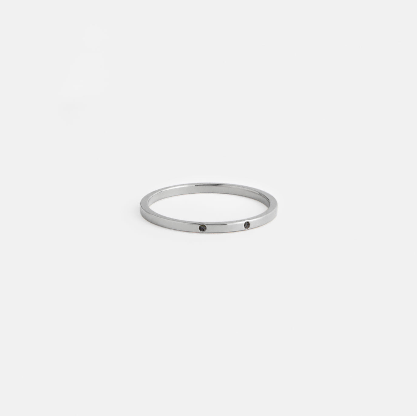 Dainty Stackable Wedding Band with two small natural white diamonds in solid 14k, 18k gold, platinum by SHW best fine jewelry store in NYC