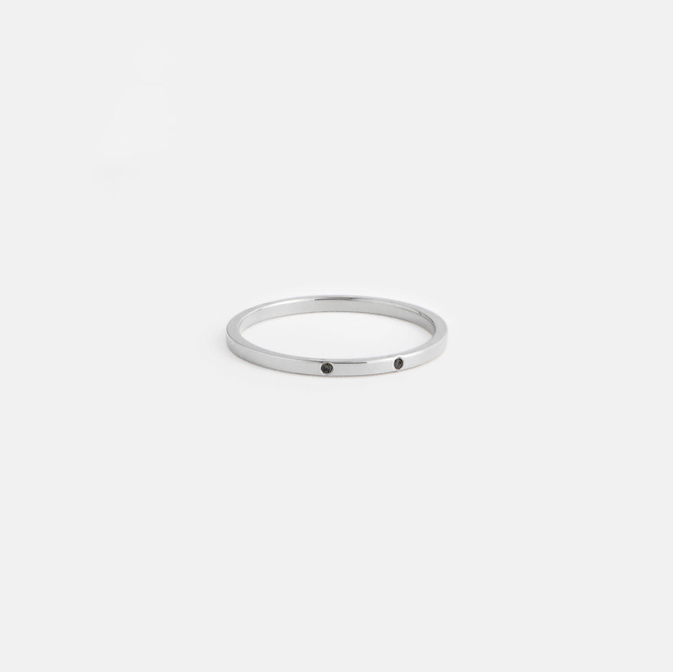 Unisex Wedding Band with two tiny round mined white diamonds in solid 14k, 18k gold by SHW famous fine jewelry store in NYC nearby