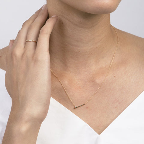 Livi Simple Necklace in 14k Gold Set with White Diamond By SHW Fine Jewelry NYC