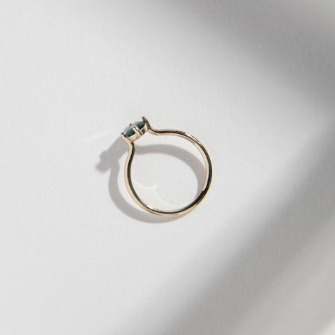 Veli Handmade Ring in 14k White Gold set with a 1ct oval cut green sapphire By SHW Fine Jewelry NYC