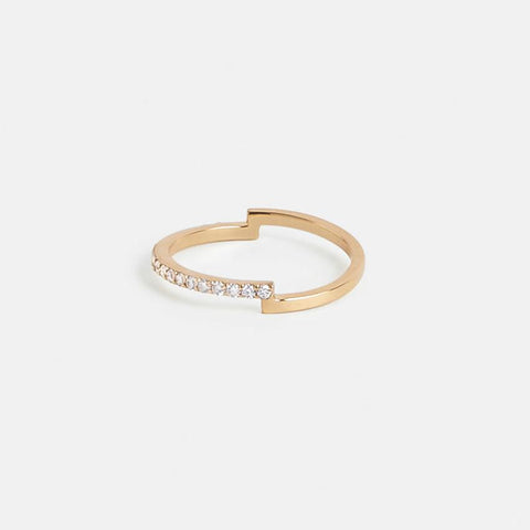 Visa Delicate Ring in 14k Gold set with White Diamonds By SHW Fine Jewelry New York City