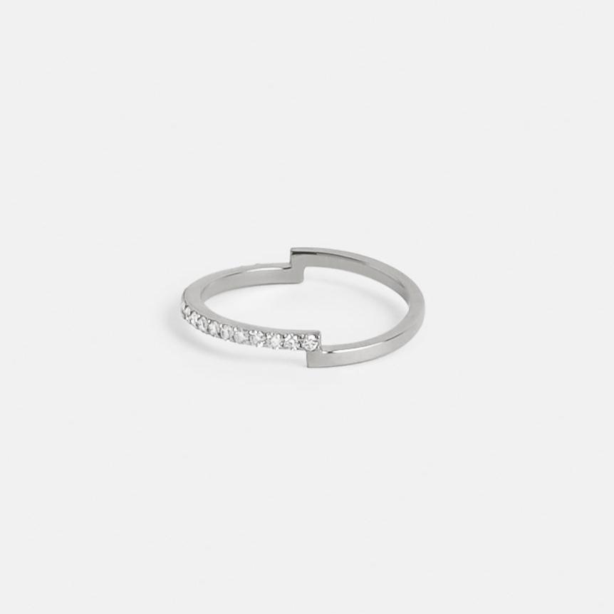 Minimalist Stackable Ring with Pave Diamonds in Solid 14k yellow gold by SHW coolest fine jewelry store in NYC near me