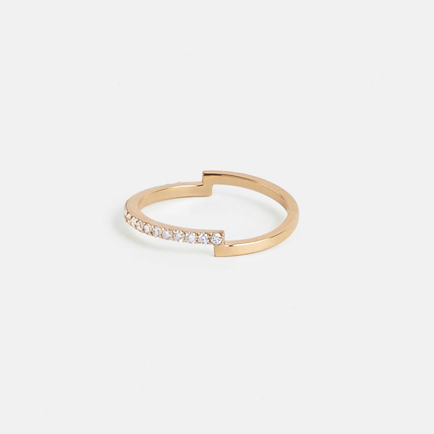 Dainty Pave Diamond Wedding Band to stack with low setting in Solid 14k yellow gold by SHW coolest fine jewelry store in NYC