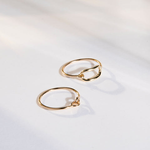 Thin round profile ring shown paired with another SHW ring