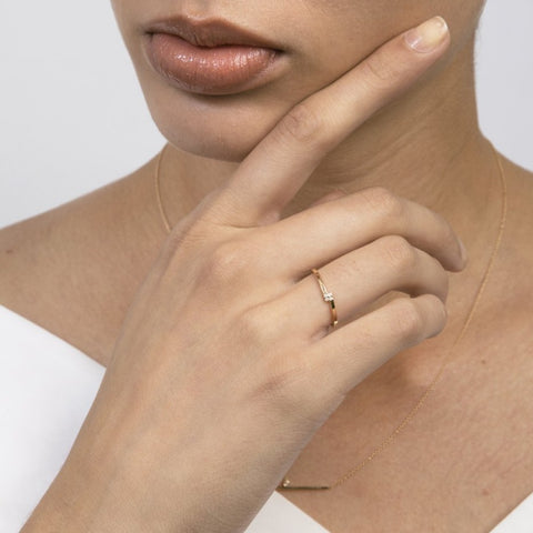 Piva Delicate Ring in 14k Gold set with White Diamonds By SHW Fine Jewelry NYC